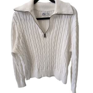 Hollister Oversized Cable Knit 1/2 Zip Cotton Blend Sweater size Small